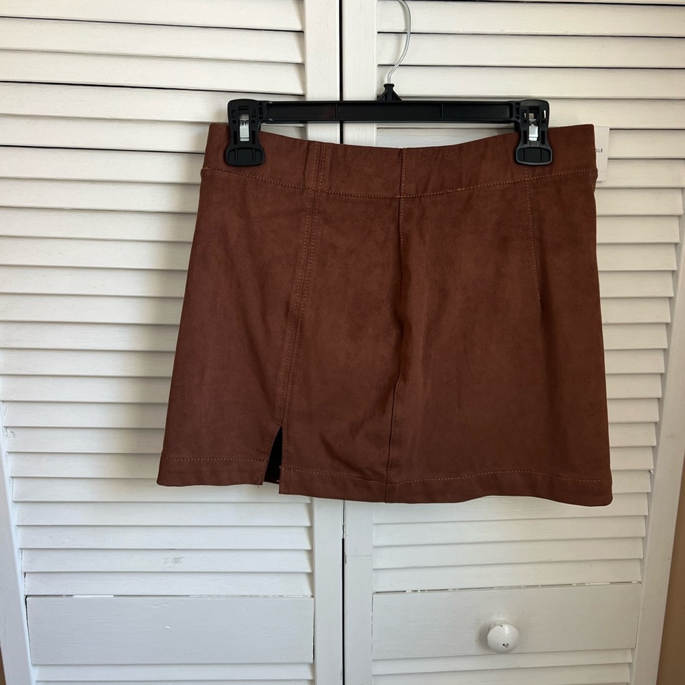 American Eagle Outfitters Chocolate Brown Mini Skirt with Front Slit - Picture 5 of 6